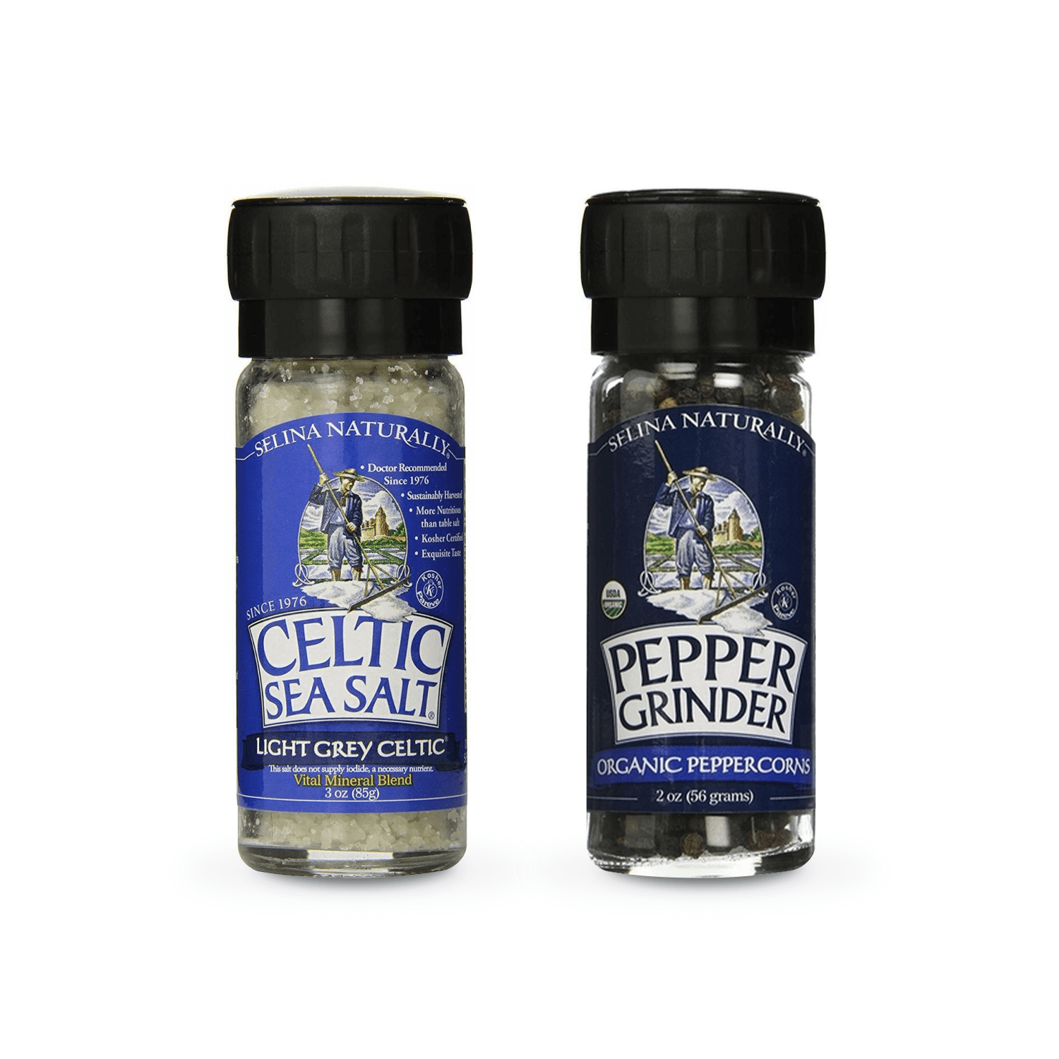 Celtic Sea Salt, Mini Mixed Grinder Set, Light Grey Celtic Salt & Pepper  Grinder, 2.9 oz (82 g) (Discontinued Item)