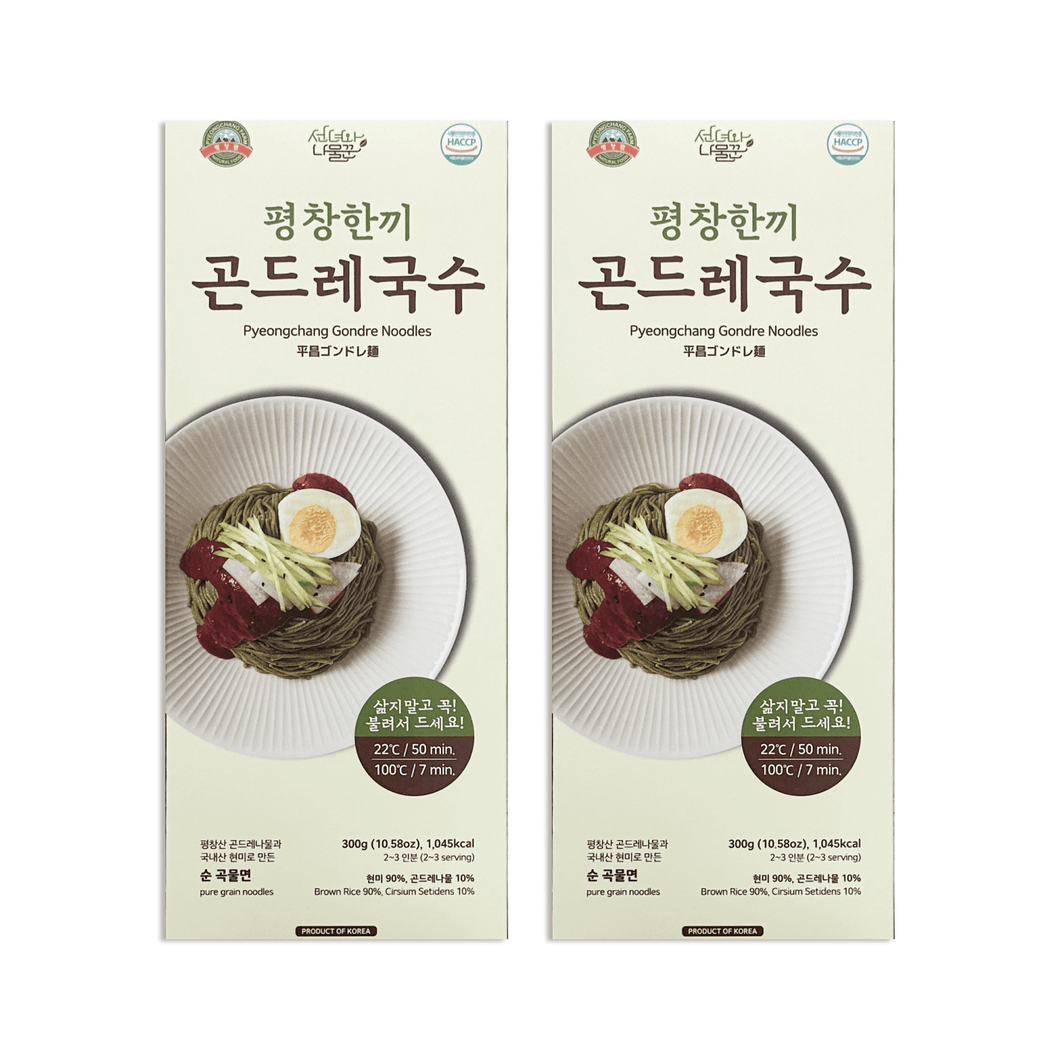 Pyeongchang Farm Gondeure Noodle (Pack of 2) - 평창팜 한국산 곤드레 국수, 밀가루 없는 국수 (Best By: Jun. 2025)